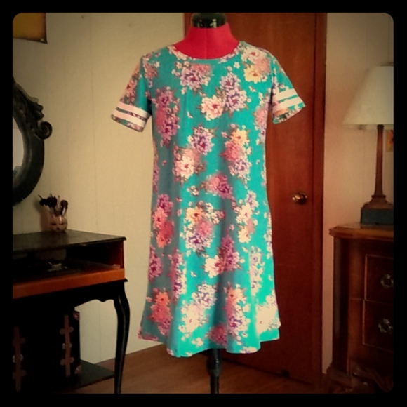 PINK ROSE Vintage Blue Floral Shirt Dress M - Picture 1 of 5